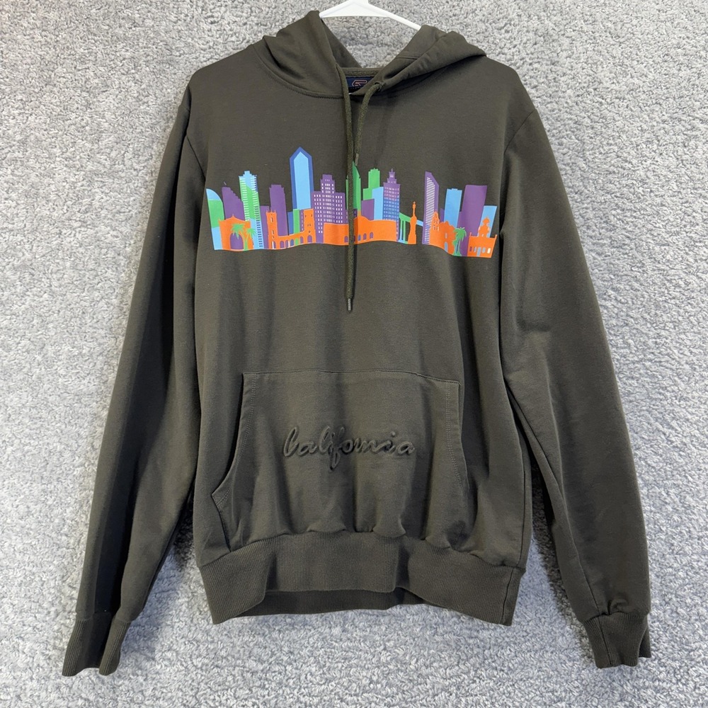 Lets Support Hoodie Mens Large California San Diego Skyline‎ Graphic Pullover